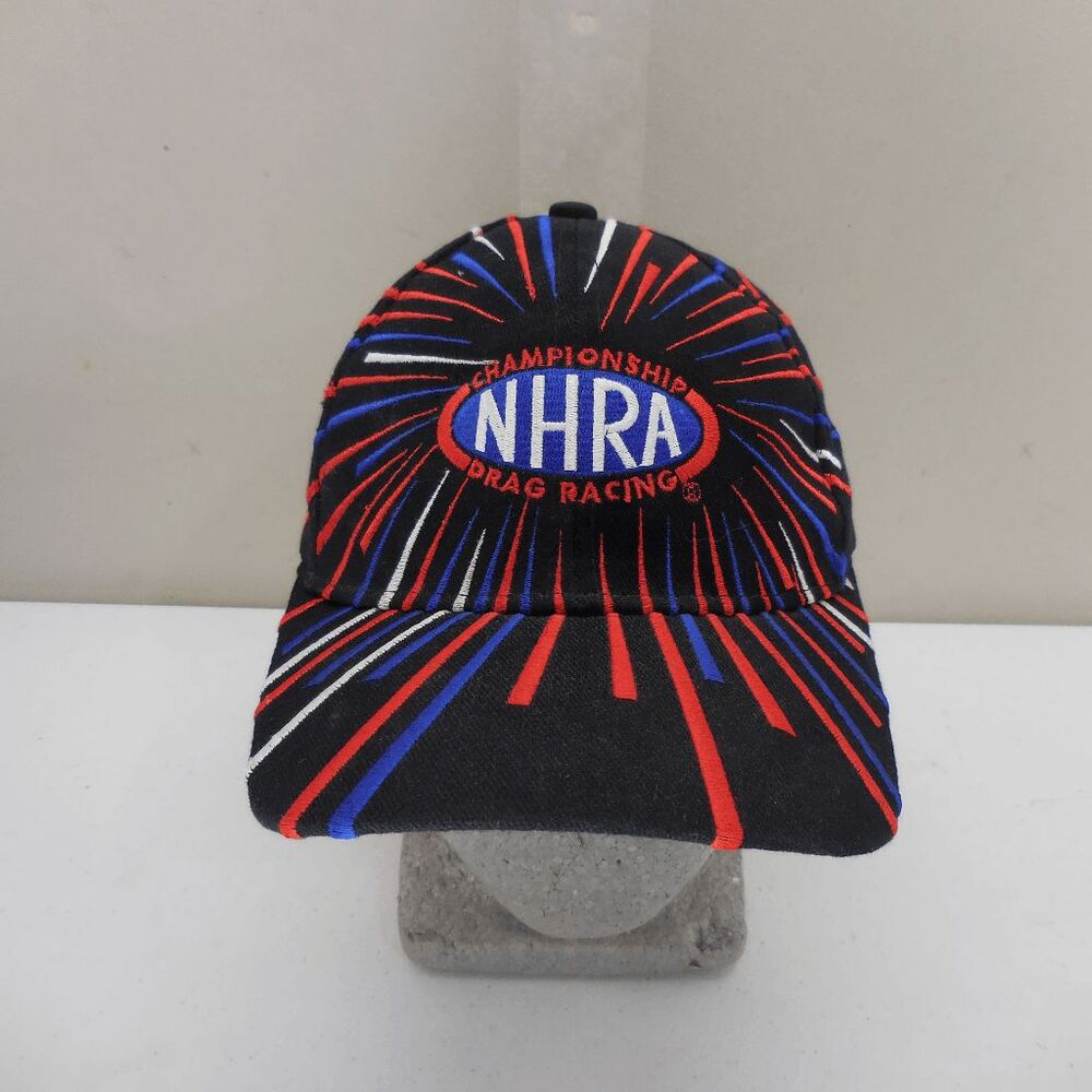 VTG 90s NHRA Championship Drag Racing Hat Color Burst Fireworks Red White Blue